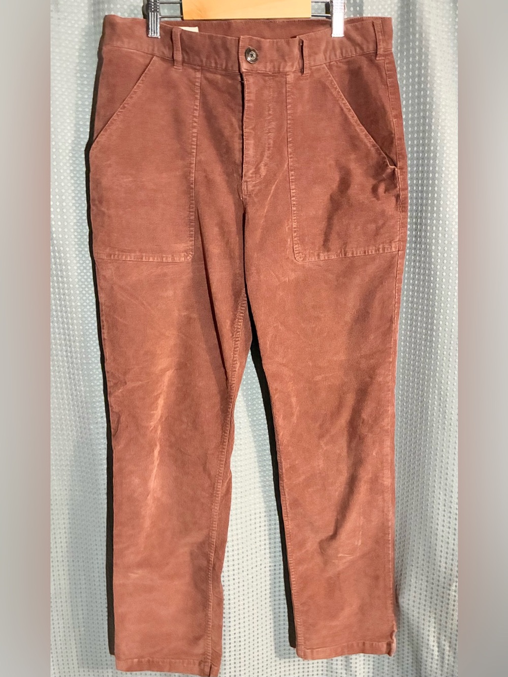 Marine Layer 90s Y2K Corduroy Pants Sz 32 Rust Brown Taper Leg Pockets Trendy